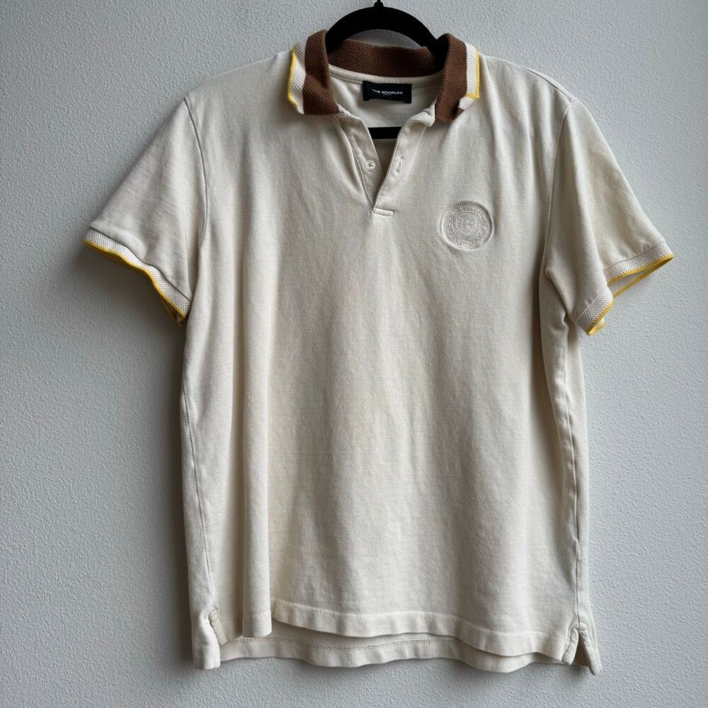 The Kooples Cream Yellow Collar Preppy Golf Soccer Tennis Polo Size Large